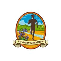 country marathon löpare blåklockor badge vektor