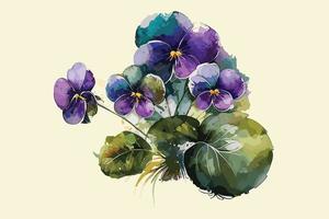 Aquarell beschwingt Veilchen Blume Illustration Design vektor