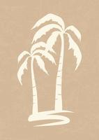 Oase Landschaft, Dünen und Palmen minimalistisch Illustration. Erde Töne, Beige Farben. vektor