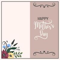 Lycklig mors dag. vertikal rosa ram med blomning vild och hand dra text. rosa hälsning kort mall dekorerad förbi årgång element. vektor platt illustration för vår högtider