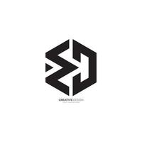 sexhörning brev m d unik form polygon typografi logotyp vektor