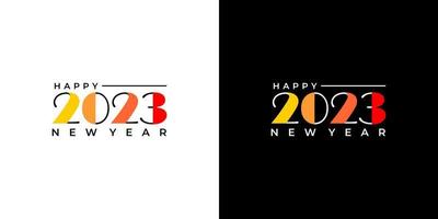 glücklich Neu Jahr 2023 Gruß Banner Logo Design Illustration, kreativ und bunt 2023 Neu Jahr Vektor. Broschüre Design Vorlage, Karte, Banner, Poster. vektor