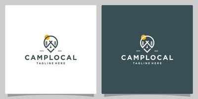 camping logotyp design mall med plats design vektor illustration. ikon, symbol, kreativ.