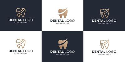 samling dental klinik logotyp design med geometrisk linje abstrakt dental logotyp abstrakt vektor illustratör design.