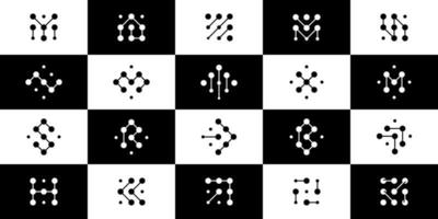 Sammlung von Technologie Verbindung mit abstrakt Punkt, Molekül und System Logo Vorlage. Symbol, Symbol, kreativ. vektor