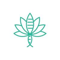 grön cannabis med dna linje modern logotyp vektor