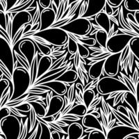 schwarzer nahtloser Hintergrund mit weißem Paisley-Muster vektor