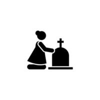 Frau Beerdigung Witwe weinen Vektor Symbol