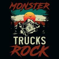 Monster- Lastwagen Berg Abenteuer T-Shirt Design vektor
