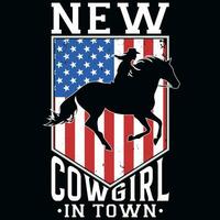 ny cowgirl i stad grafik tshirt design vektor