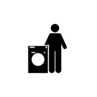 Objekt, Waschen, Maschine, Mann Vektor Symbol