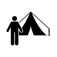 Mann Zelt Lager Wandern Abenteuer Vektor Symbol