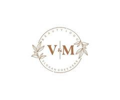 Initiale vm Briefe schön Blumen- feminin editierbar vorgefertigt Monoline Logo geeignet zum Spa Salon Haut Haar Schönheit Boutique und kosmetisch Unternehmen. vektor