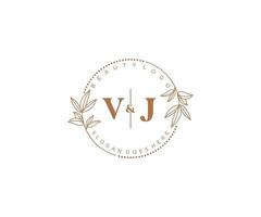Initiale vj Briefe schön Blumen- feminin editierbar vorgefertigt Monoline Logo geeignet zum Spa Salon Haut Haar Schönheit Boutique und kosmetisch Unternehmen. vektor