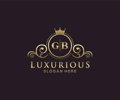 Royal Luxury Logo-Vorlage mit anfänglichem GB-Buchstaben in Vektorgrafiken für Restaurant, Lizenzgebühren, Boutique, Café, Hotel, Heraldik, Schmuck, Mode und andere Vektorillustrationen. vektor