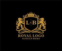 första lb brev lejon kunglig lyx logotyp mall i vektor konst för restaurang, kungligheter, boutique, Kafé, hotell, heraldisk, Smycken, mode och Övrig vektor illustration.