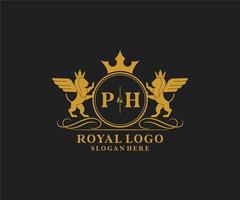 Initiale ph Brief Löwe königlich Luxus heraldisch, Wappen Logo Vorlage im Vektor Kunst zum Restaurant, Königtum, Boutique, Cafe, Hotel, heraldisch, Schmuck, Mode und andere Vektor Illustration.