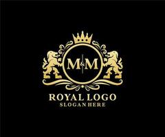 Initial mm Letter Lion Royal Luxury Logo Vorlage in Vektorgrafiken für Restaurant, Lizenzgebühren, Boutique, Café, Hotel, heraldisch, Schmuck, Mode und andere Vektorillustrationen. vektor