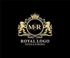 Initial Mr Letter Lion Royal Luxury Logo Vorlage in Vektorgrafiken für Restaurant, Lizenzgebühren, Boutique, Café, Hotel, Heraldik, Schmuck, Mode und andere Vektorillustrationen. vektor