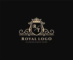 Initiale rt Brief luxuriös Marke Logo Vorlage, zum Restaurant, Königtum, Boutique, Cafe, Hotel, heraldisch, Schmuck, Mode und andere Vektor Illustration.