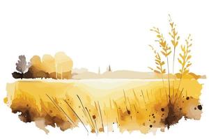 Aquarell golden Felder mit Pflanzen Illustration Design vektor