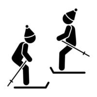 Menschen gehen Skifahren Vektor Symbol