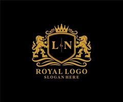 Initial ln Letter Lion Royal Luxury Logo Vorlage in Vektorgrafiken für Restaurant, Lizenzgebühren, Boutique, Café, Hotel, Heraldik, Schmuck, Mode und andere Vektorillustrationen. vektor