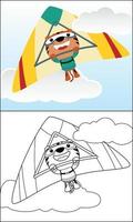 Vektor Illustration von süß Tiger Karikatur Reiten hängen Segelflugzeug, Färbung Buch oder Seite