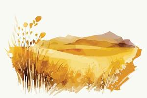 Aquarell golden Felder mit Pflanzen Illustration Design vektor