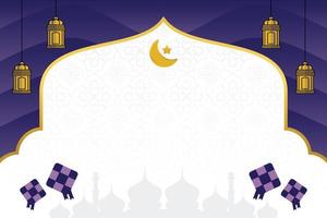 editierbar eid Verkauf Banner Vorlage. mit Diamant Ornamente, Mond, Sterne, Laternen und das Silhouette von ein Moschee. Design zum Sozial Medien, Poster, Gruß Karte, Netz. islamisch Vektor Illustration