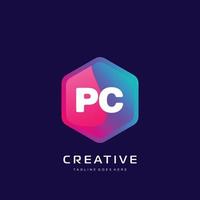 pc Initiale Logo mit bunt Vorlage Vektor