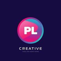 pl Initiale Logo mit bunt Vorlage Vektor