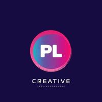 pl Initiale Logo mit bunt Vorlage Vektor