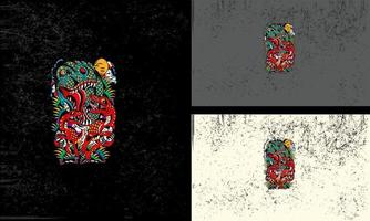 Dino mit rot Flammen Vektor Illustration Maskottchen Design