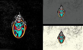 Engel von Tod Jahrgang Logo Vektor Maskottchen Design