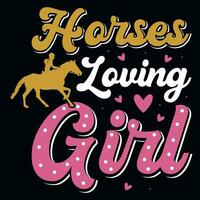 Mädchen liebend Pferd T-Shirt Design vektor