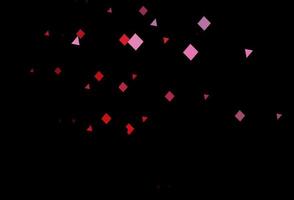 dunkelblauer, roter Vektorhintergrund mit Dreiecken, Kreisen, Würfeln. vektor