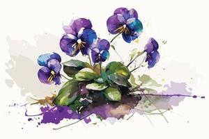 vattenfärg vibrerande violer blomma illustration för social media annonser, affischer, banderoller, och bok omslag design vektor