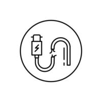 gebrochen Kabel, Verbinder Vektor Symbol