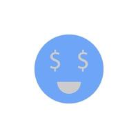 Augen, Dollar, Gesicht, Geld, Smiley zwei Farbe Blau und grau Vektor Symbol