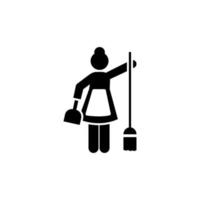 rengöring, kvinna, hembiträde, mänsklig vektor ikon