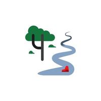 flod, landskap, träd vektor ikon
