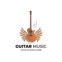 Gitarre Musik- Logo Vektor Design auf Weiß Hintergrund