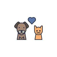 Liebe Katzen und Hunde Karikatur Vektor Symbol