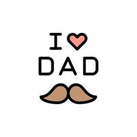 jag kärlek pappa, mustasch vektor ikon