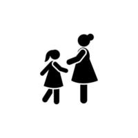 Mutter Mädchen Schule Treffen Piktogramm Vektor Symbol