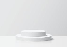 Weiß Zylinder Bühne Sockel Podium mit Hintergrund. verwenden zum Produkt Anzeige Präsentation, Vitrine, spotten hoch. vektor