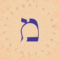 vektor illustration av de hebré alfabet i cirkulär design. stor blå hebré brev kallad mem.