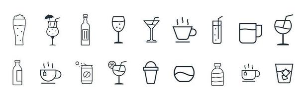 trinken Symbole Vektor Illustration Satz. Tee, Kaffee, Kakao, Tassen, Flasche, Glas, und Mehr