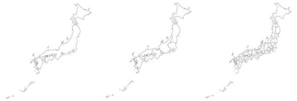 Japan Karte einstellen mit Gliederung administrative Region. vektor